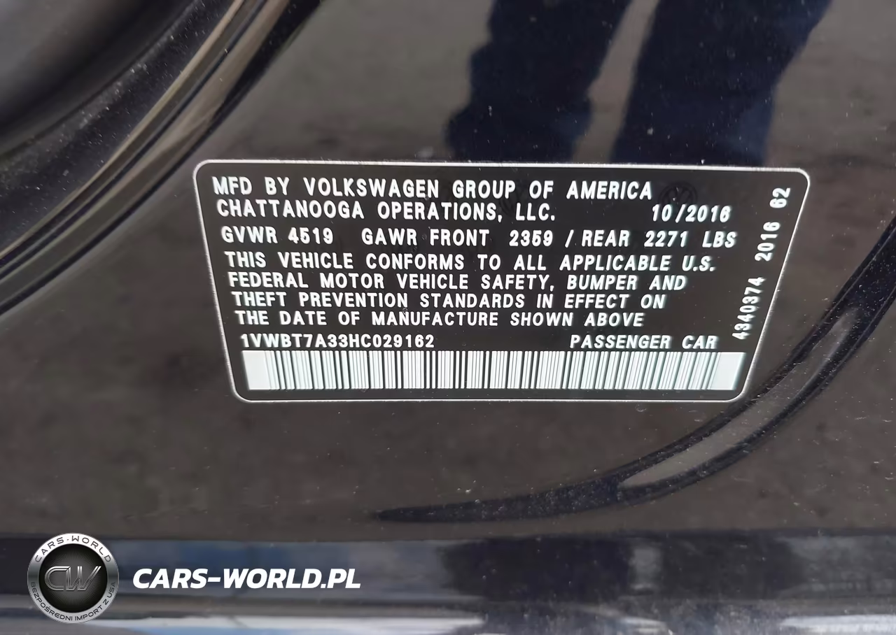 2017 Volkswagen Passat 1.8T Se VIN:1VWBT7A33HC029162 - 9