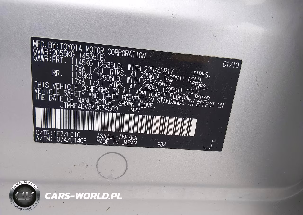 2010 Toyota Rav4 VIN:JTMBF4DV3AD034500 - 9