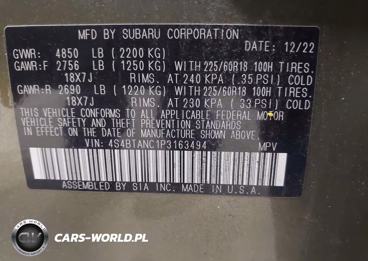 2023 Subaru Outback Limited VIN:4S4BTANC1P3163494 - 9