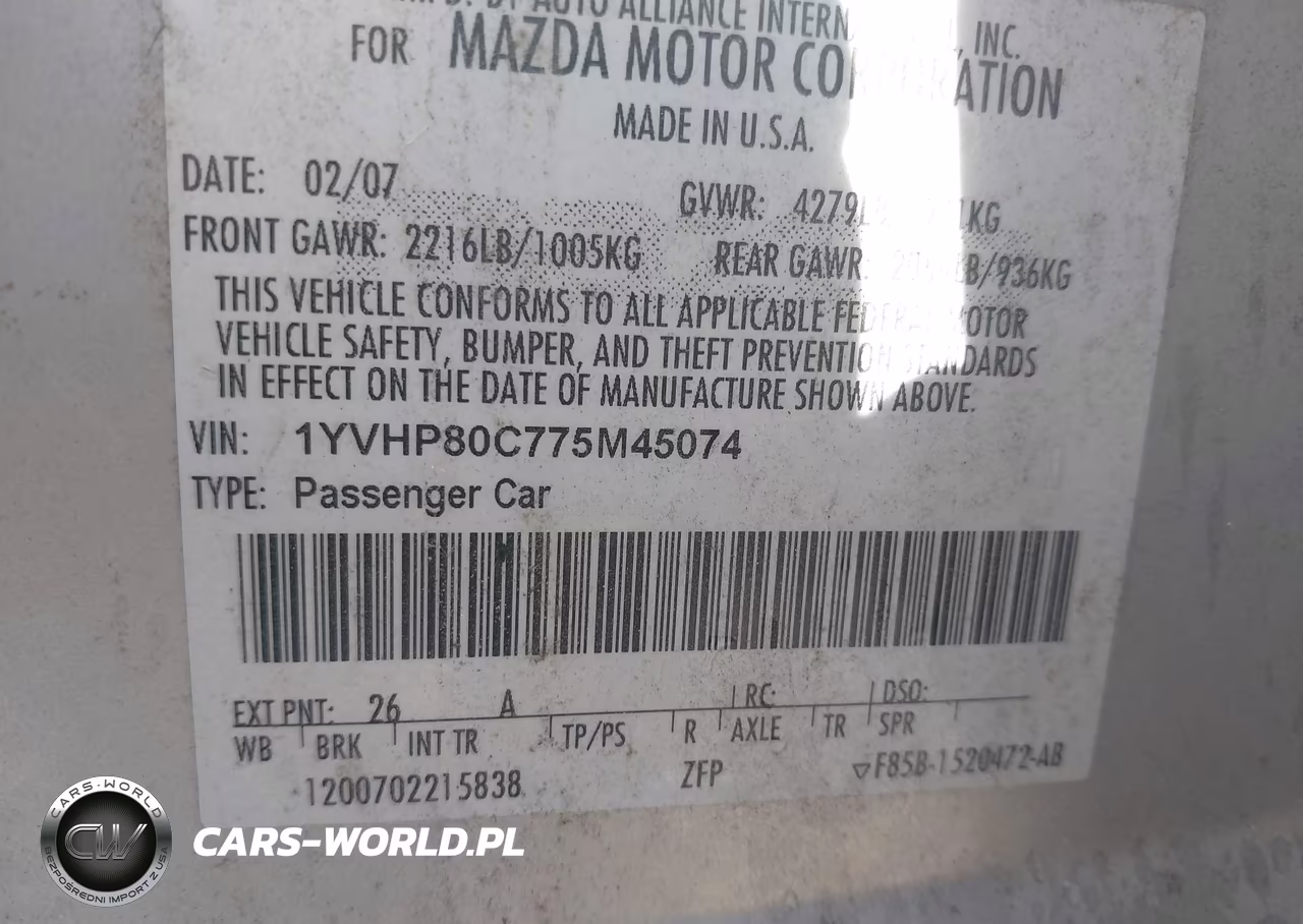 2007 Mazda Mazda6 I Sport Ve VIN:1YVHP80C775M45074 - 9