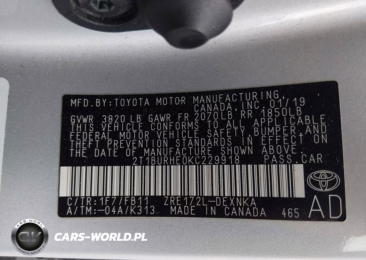 2019 Toyota Corolla Le VIN:2T1BURHE0KC229918 - 9