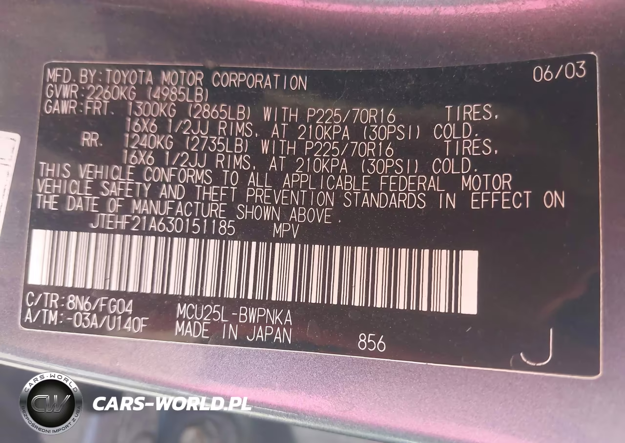 2003 Toyota Highlander V6 VIN:JTEHF21A630151185 - 9