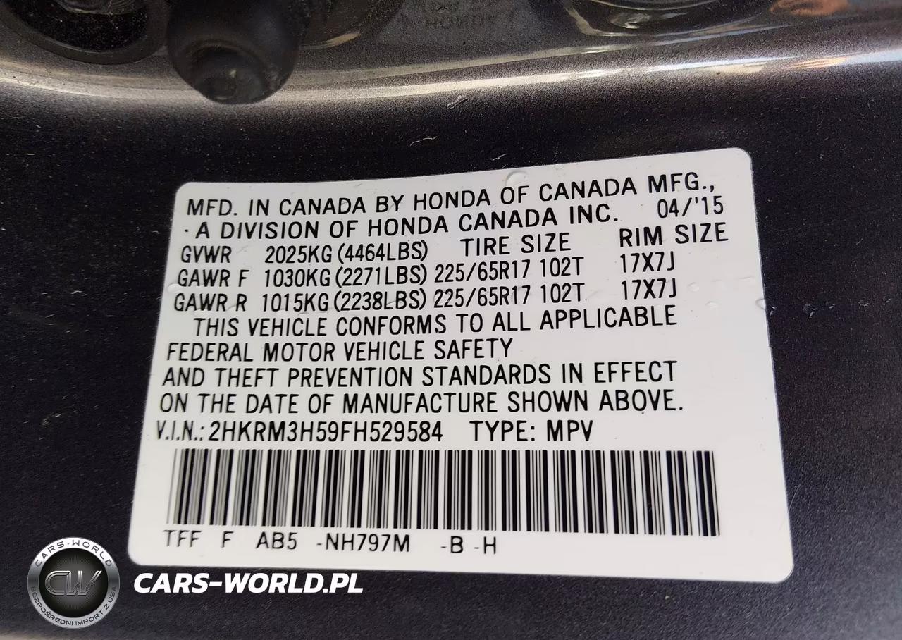 2015 Honda Cr-V Ex VIN:2HKRM3H59FH529584 - 9