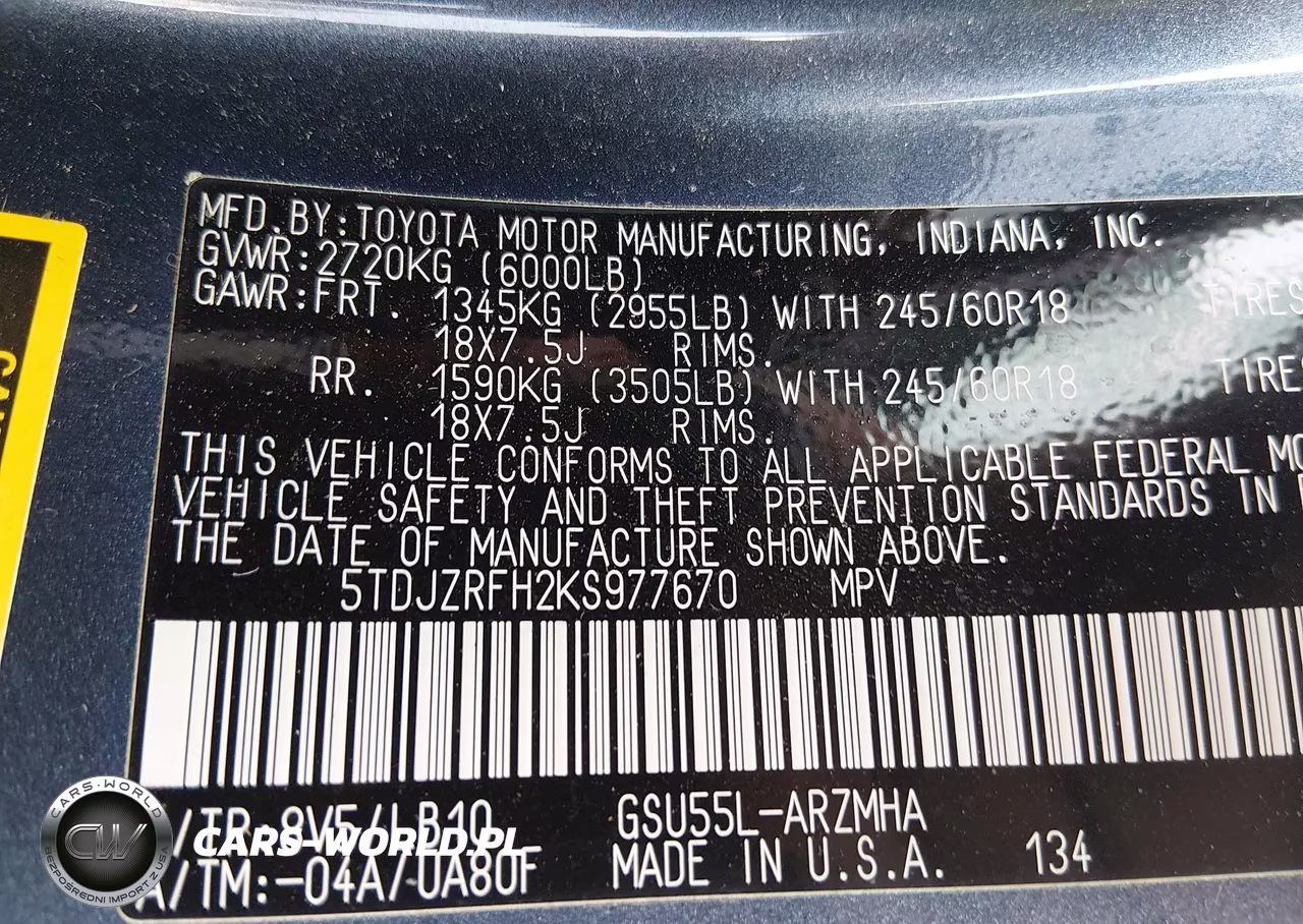 2019 Toyota Highlander Xle VIN:5TDJZRFH2KS977670 - 9