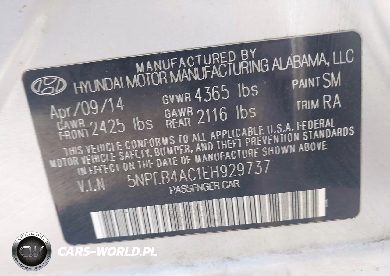2014 Hyundai Sonata Gls VIN:5NPEB4AC1EH929737 - 9