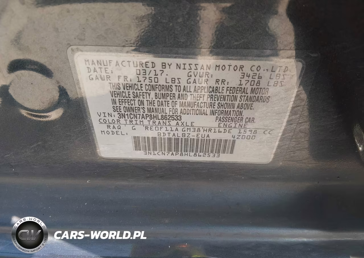 2017 Nissan Versa 1.6 Sv VIN:3N1CN7AP8HL862533 - 9
