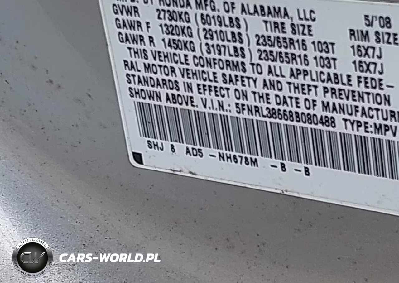 2008 Honda Odyssey Ex-L VIN:5FNRL38668B080488 - 9
