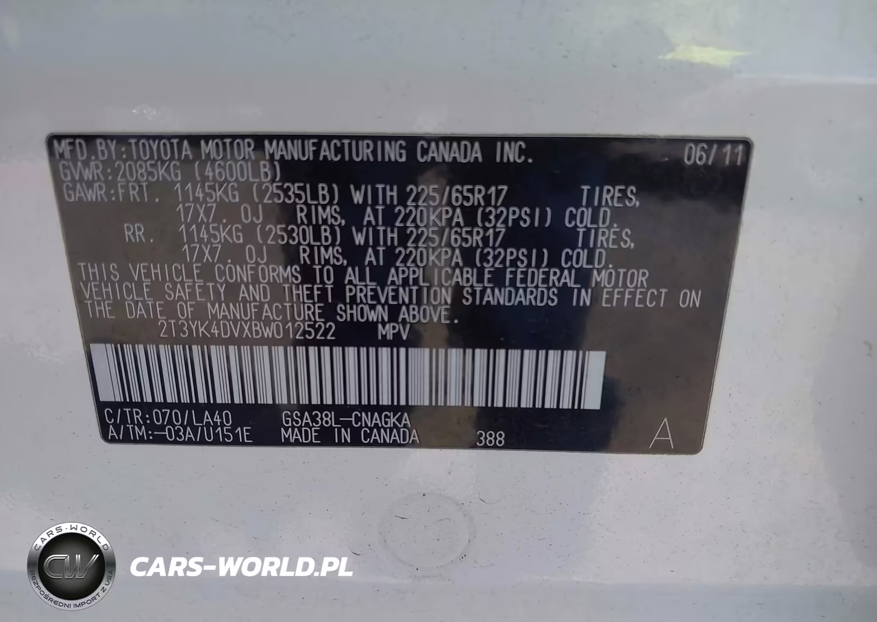 2011 Toyota Rav4 Limited V6 VIN:2T3YK4DVXBW012522 - 9