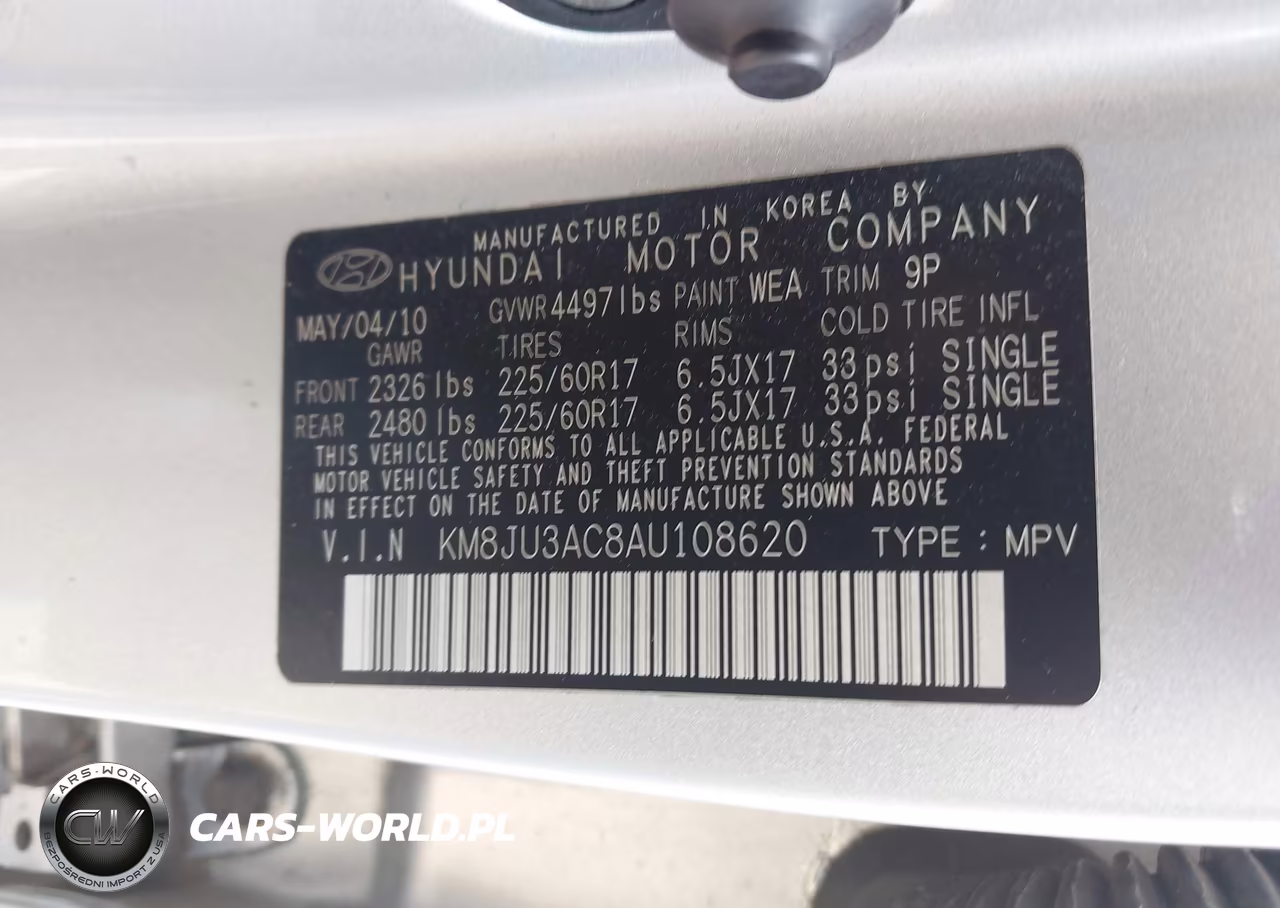 2010 Hyundai Tucson Gls VIN:KM8JU3AC8AU108620 - 9