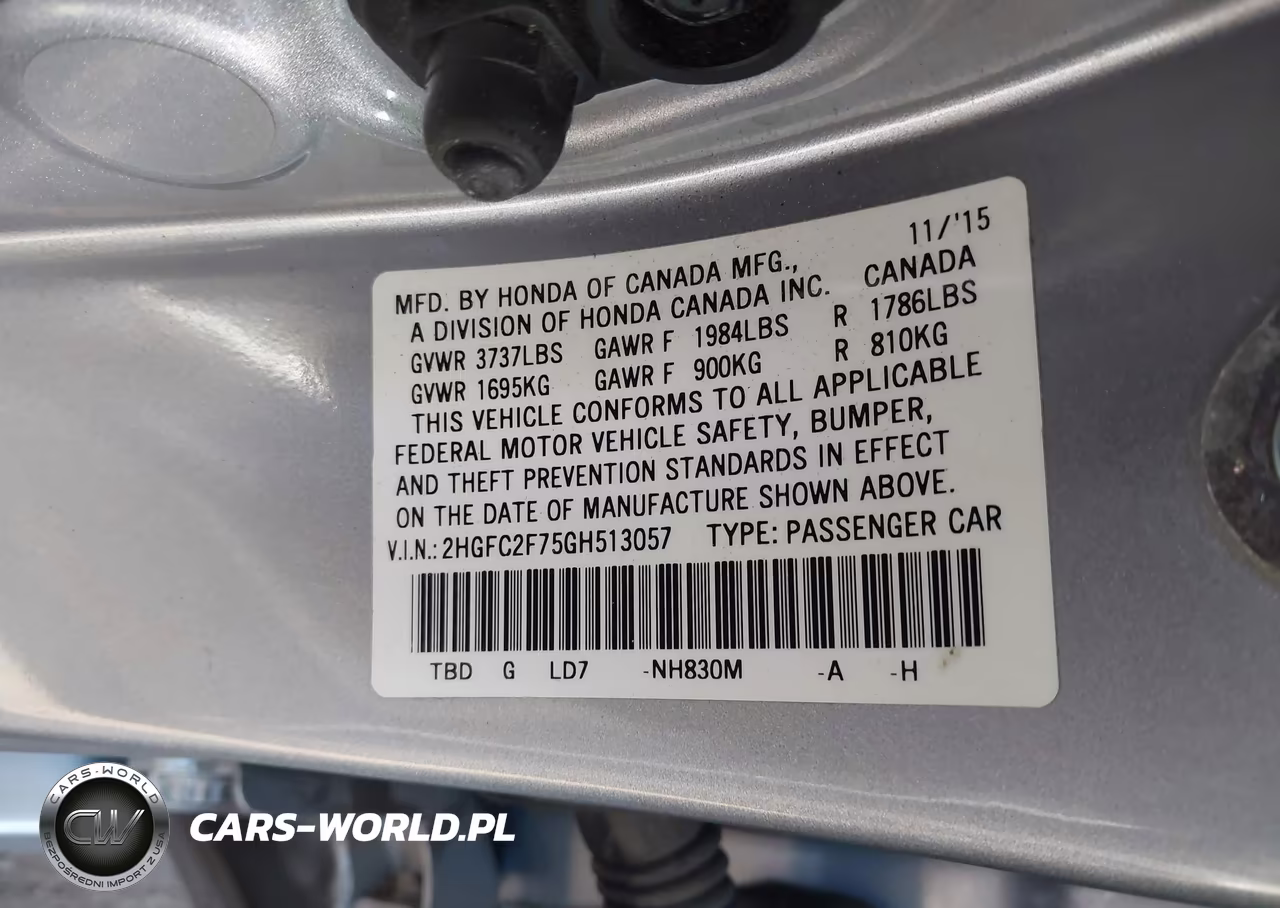 2016 Honda Civic Ex VIN:2HGFC2F75GH513057 - 9