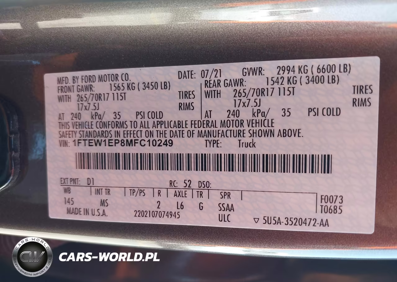 2021 Ford F-150 Xlt VIN:1FTEW1EP8MFC10249 - 9