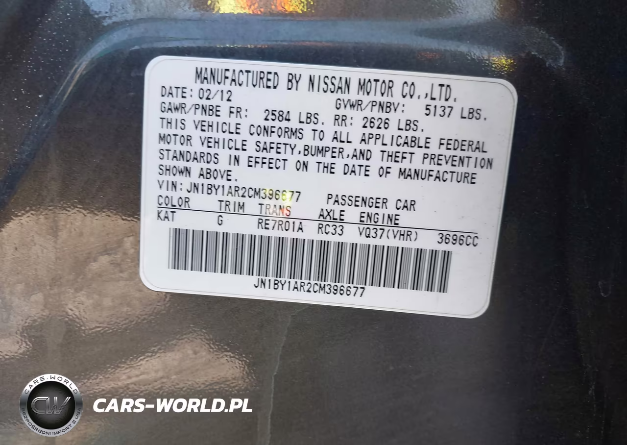 2012 Infiniti M37X VIN:JN1BY1AR2CM396677 - 9