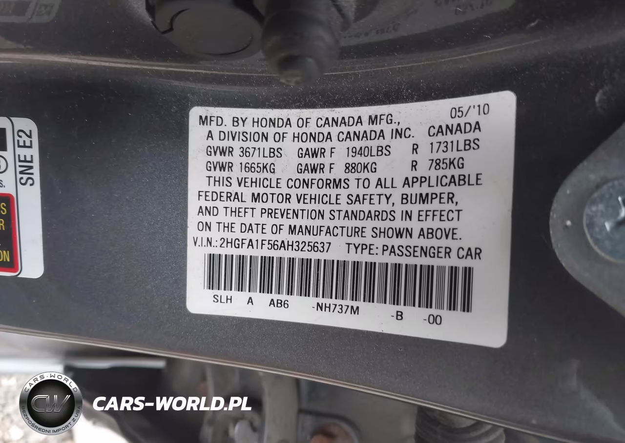 2010 Honda Civic Lx VIN:2HGFA1F56AH325637 - 9