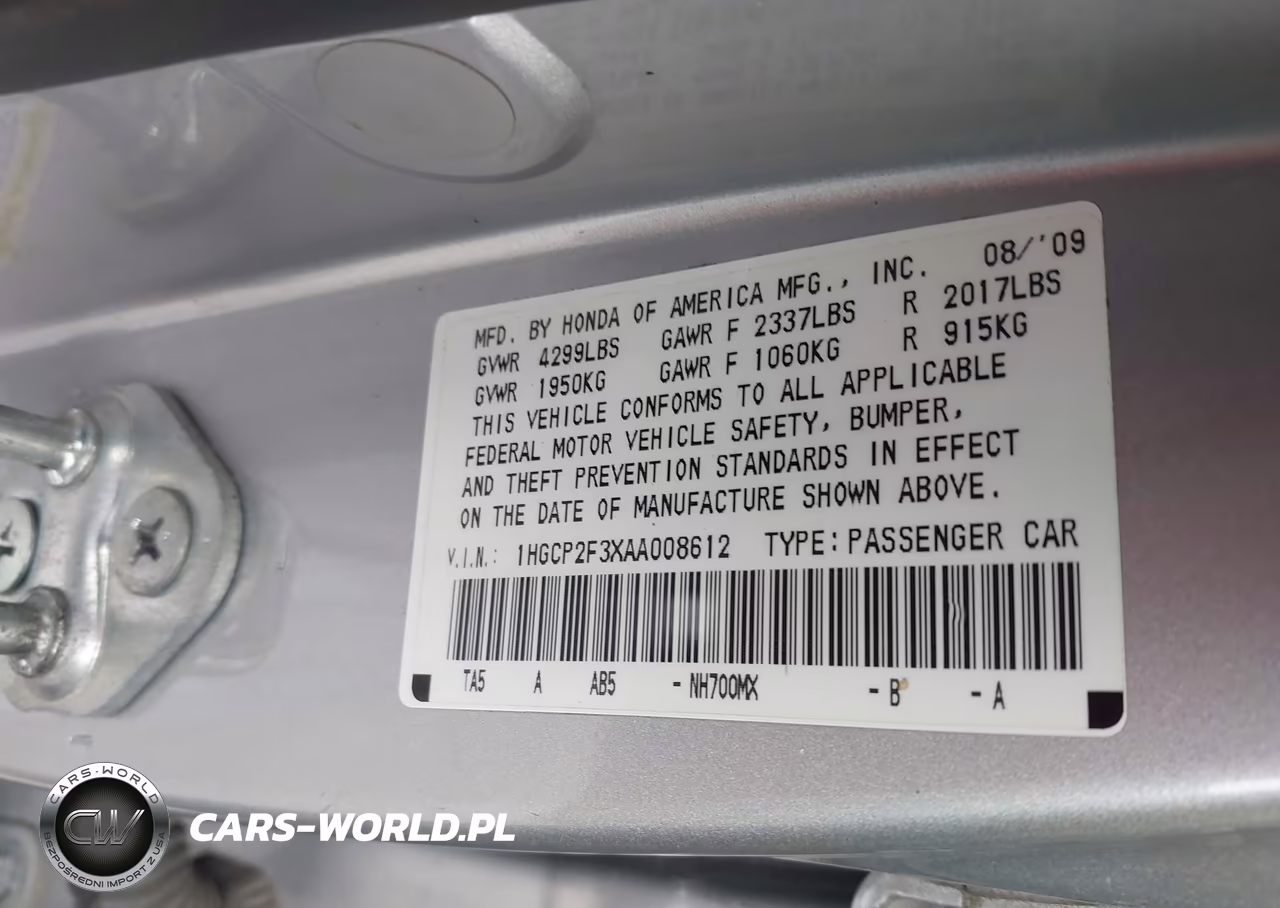 2010 Honda Accord 2.4 Lx VIN:1HGCP2F3XAA008612 - 9