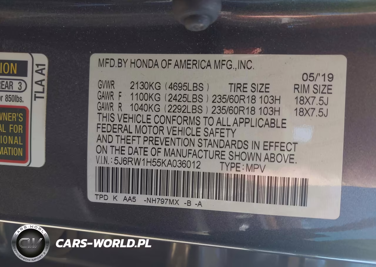 2019 Honda Cr-V Ex VIN:5J6RW1H55KA036012 - 9