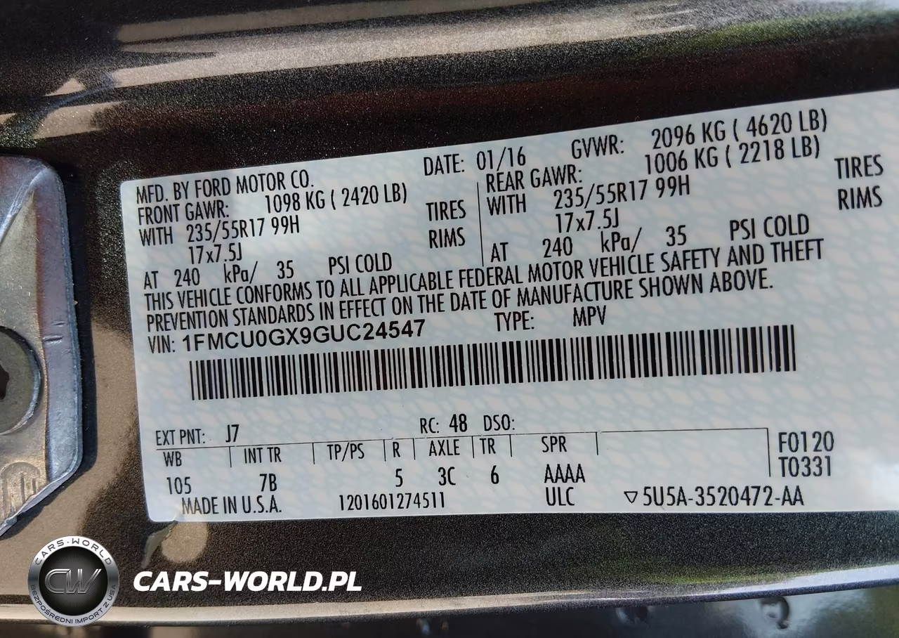 2016 Ford Escape Se VIN:1FMCU0GX9GUC24547 - 9