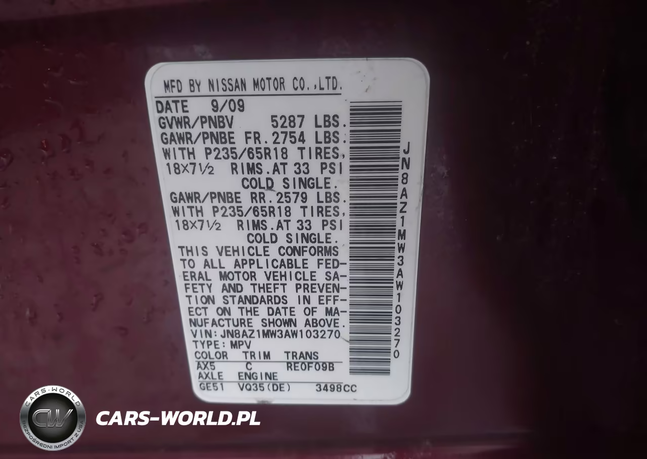 2010 Nissan Murano Sl VIN:JN8AZ1MW3AW103270 - 9