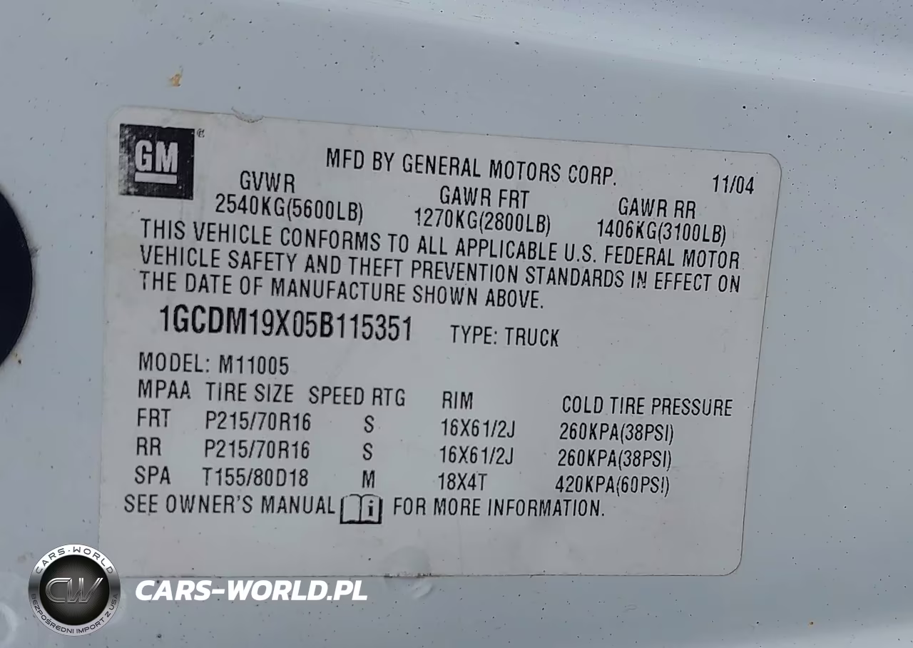 2005 Chevrolet Astro VIN:1GCDM19X05B115351 - 9