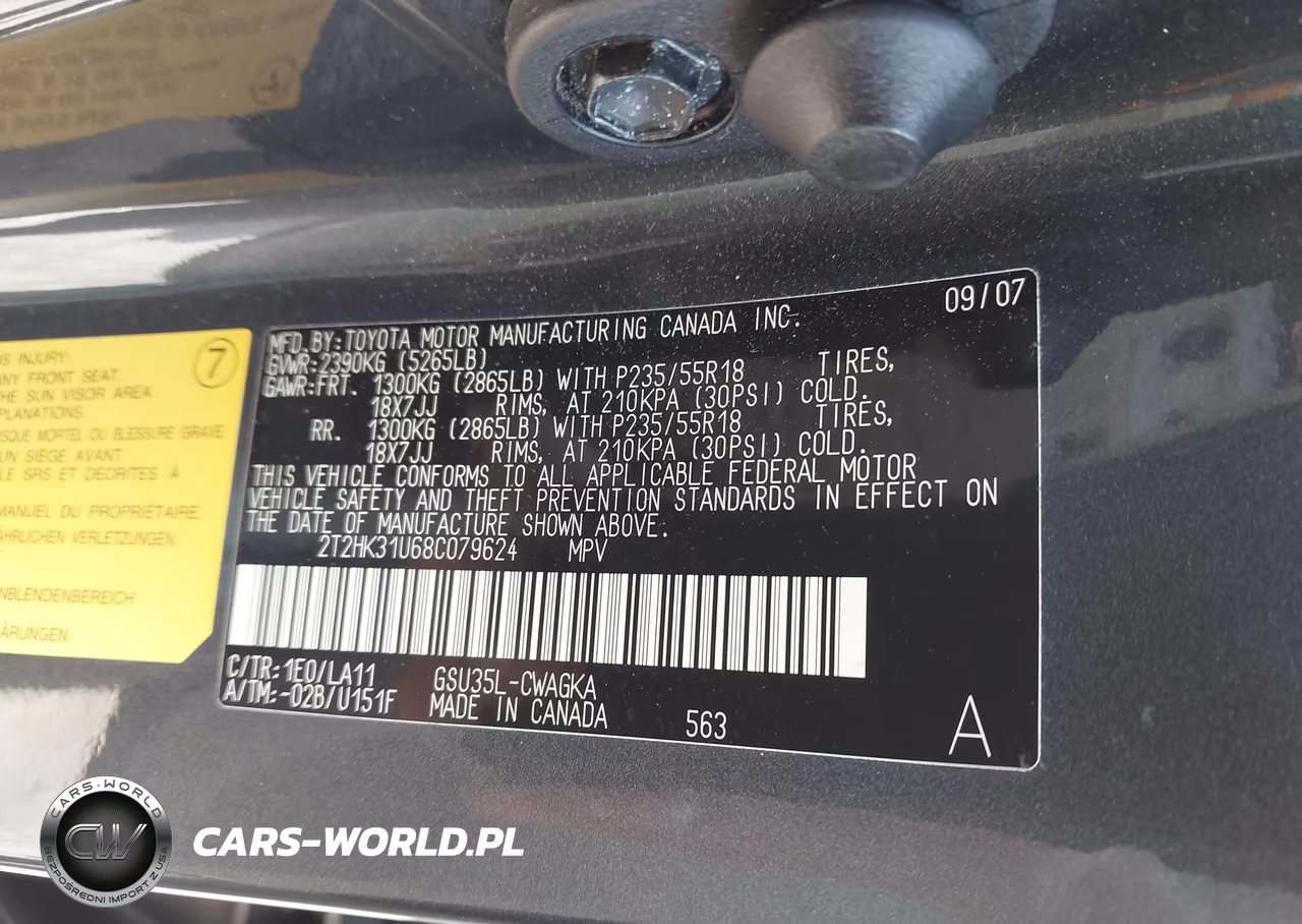 2008 Lexus Rx 350 VIN:2T2HK31U68C079624 - 9