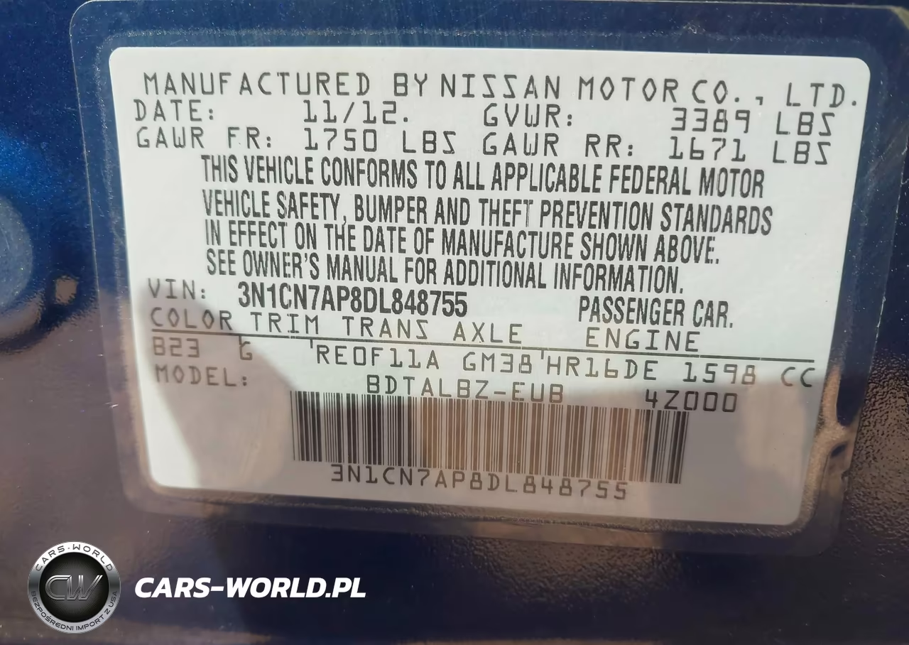 2013 Nissan Versa 1.6 Sv VIN:3N1CN7AP8DL848755 - 9