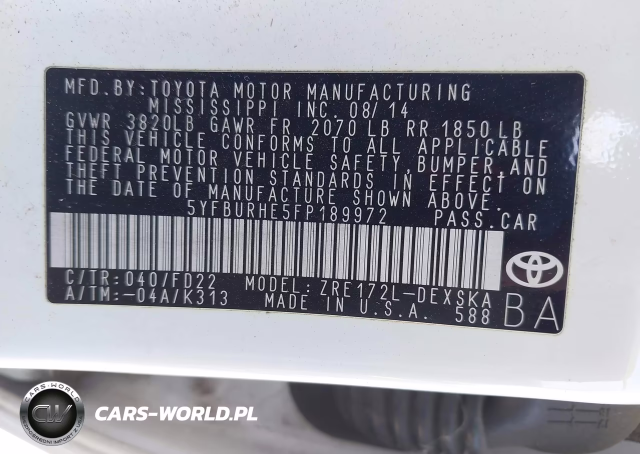 2015 Toyota Corolla S Plus VIN:5YFBURHE5FP189972 - 9