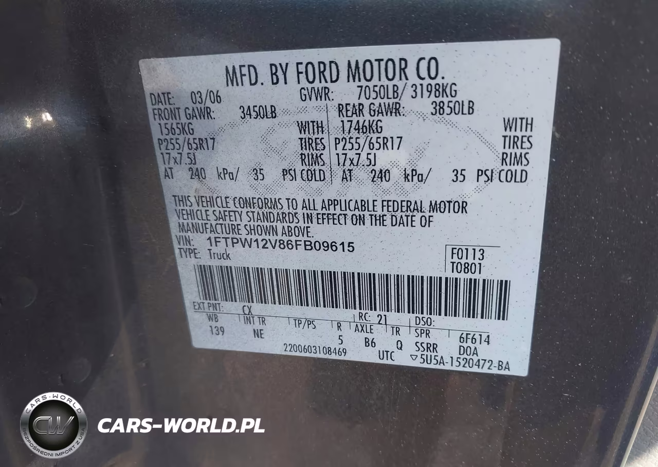 2006 Ford F-150 Lariat-Xlt VIN:1FTPW12V86FB09615 - 9