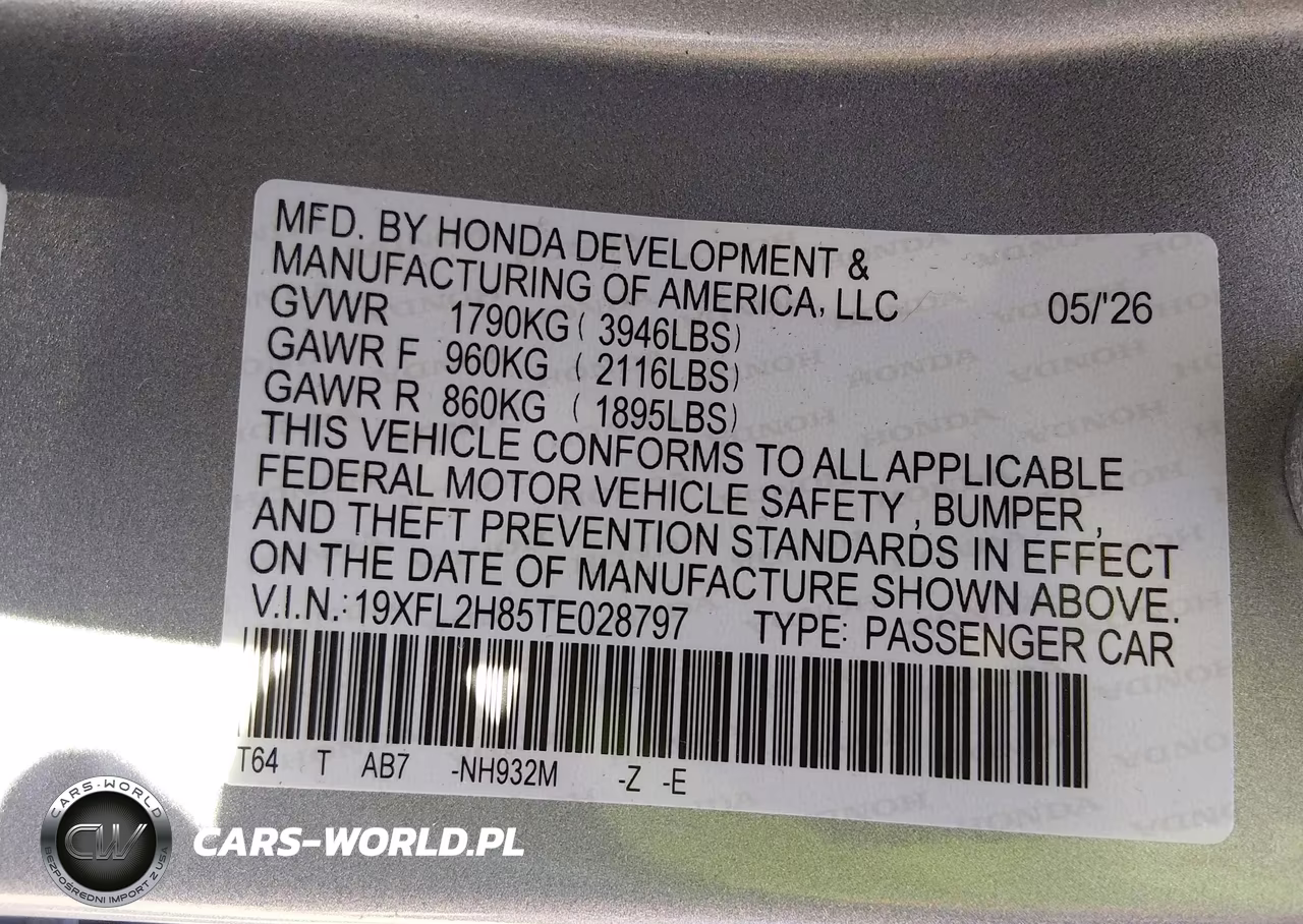 2026 Honda Civic Sport VIN:19XFL2H85TE028797 - 9