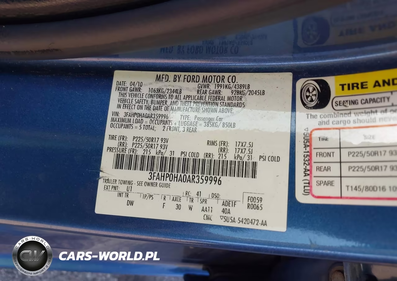 2010 Ford Fusion Se VIN:3FAHP0HA0AR359996 - 9