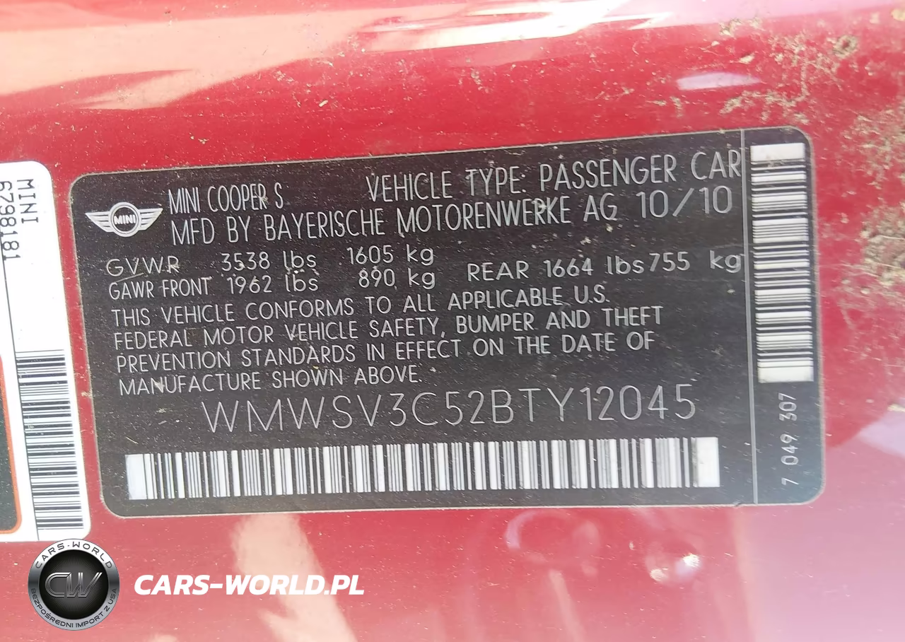 2011 Mini Cooper S VIN:WMWSV3C52BTY12045 - 9