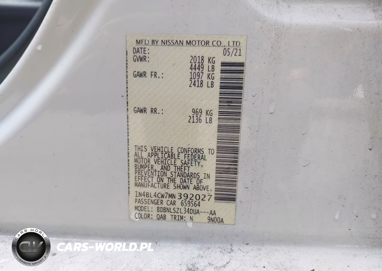 2021 Nissan Altima Sr Intelligent Awd VIN:1N4BL4CW7MN392027 - 9
