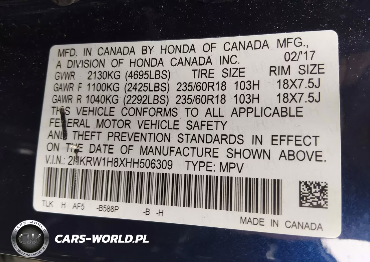 2017 Honda Cr-V Ex-L-Ex-L Navi VIN:2HKRW1H8XHH506309 - 9