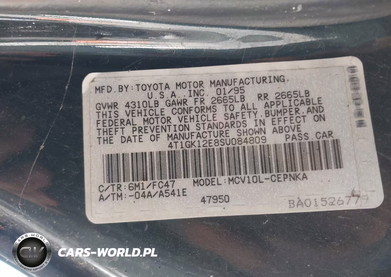 1995 Toyota Camry Le VIN:4T1GK12E8SU084809 - 9