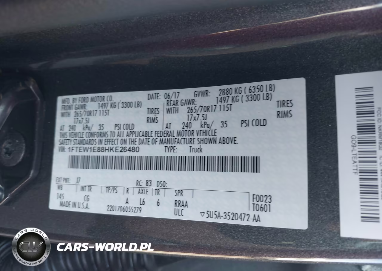 2017 Ford F-150 Xl VIN:1FTEW1E88HKE26480 - 9