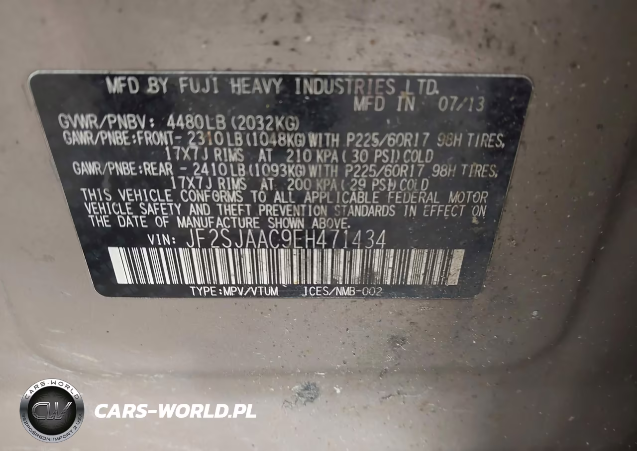 2014 Subaru Forester 2.5I VIN:JF2SJAAC9EH471434 - 9
