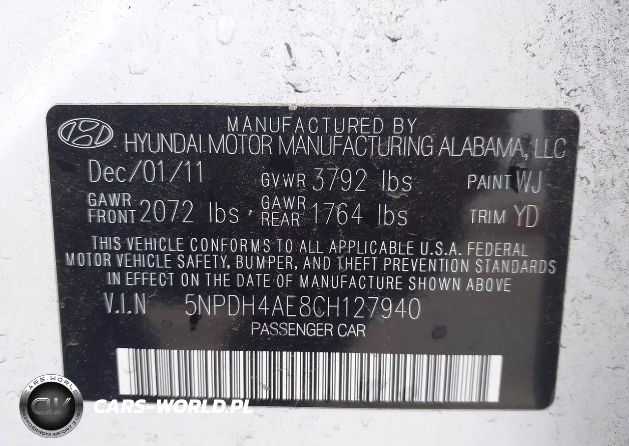 2012 Hyundai Elantra Gls VIN:5NPDH4AE8CH127940 - 9