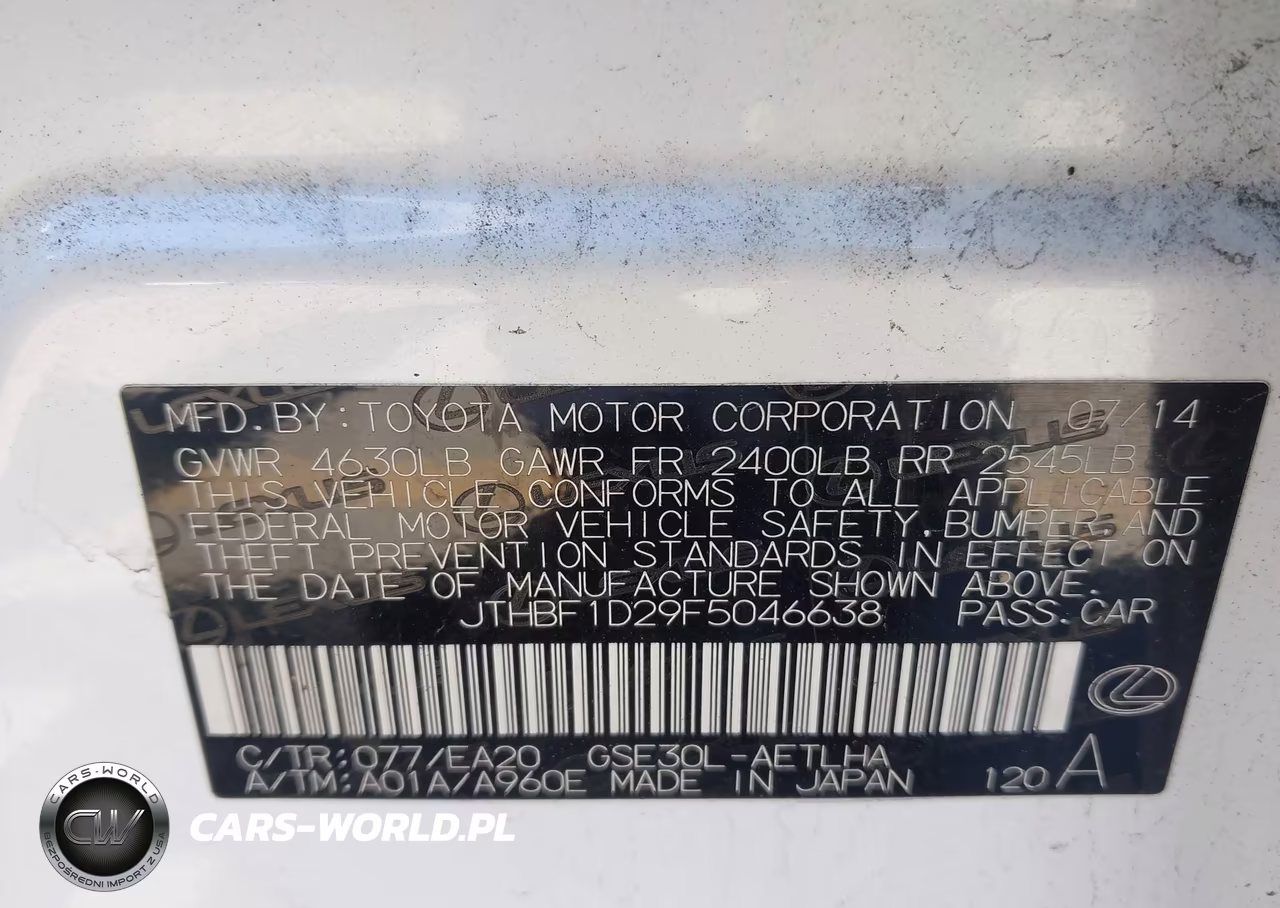 2015 Lexus Is 250 VIN:JTHBF1D29F5046638 - 9