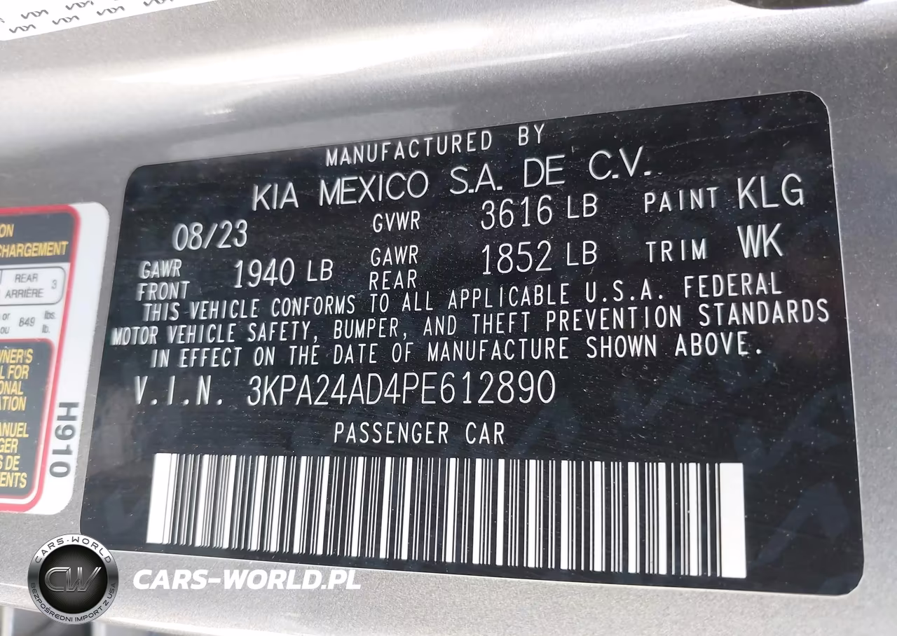 2023 Kia Rio S VIN:3KPA24AD4PE612890 - 9