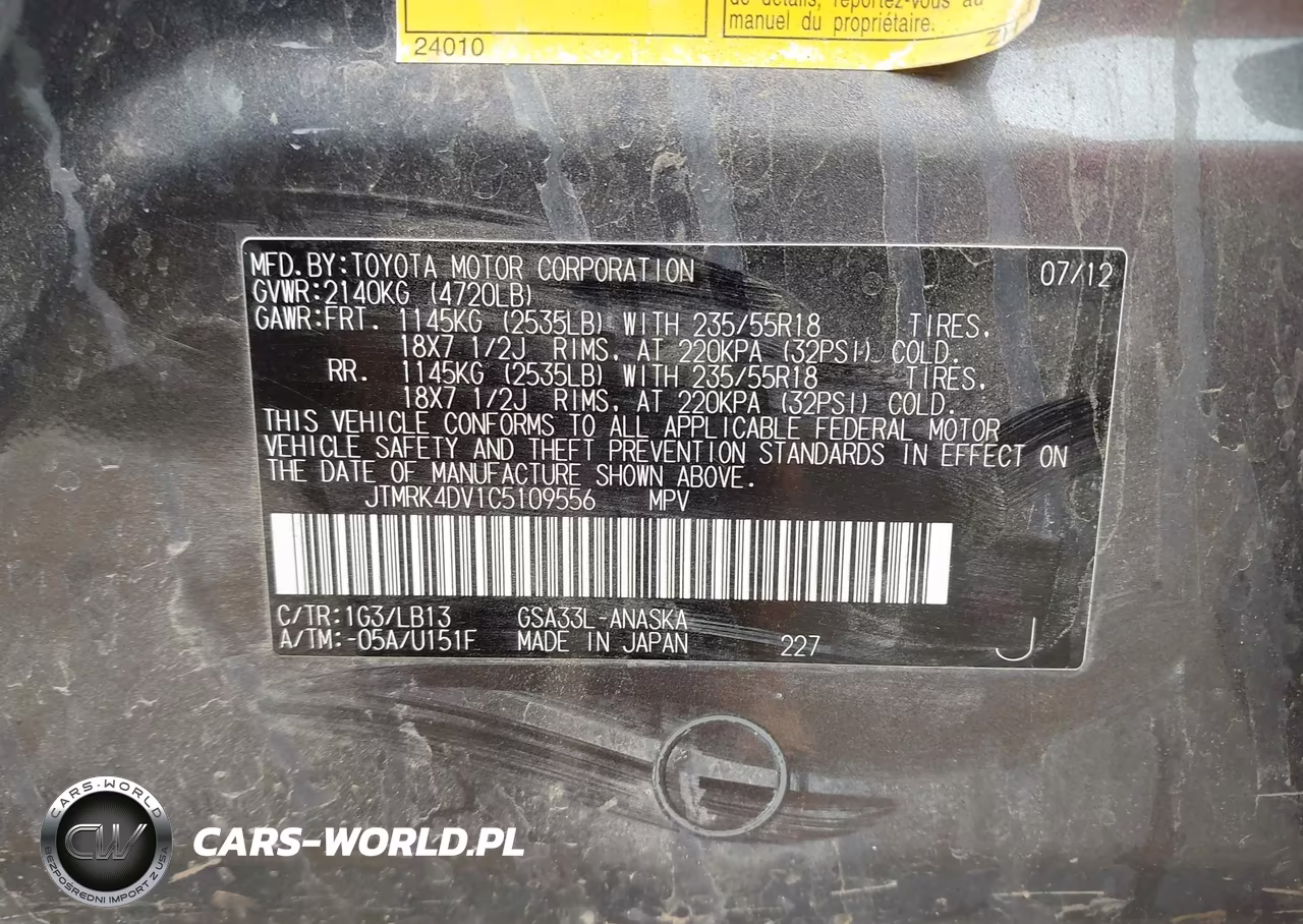 2012 Toyota Rav4 Sport VIN:JTMRK4DV1C5109556 - 9