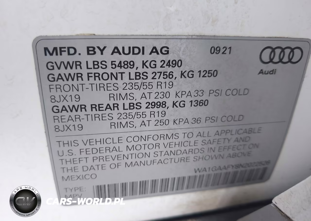 2022 Audi Q5 Premium 45 Tfsi S Line Quattro S Tronic VIN:WA1GAAFY8N2022526 - 9