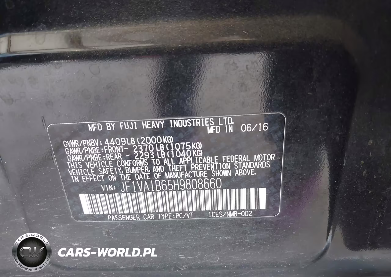 2017 Subaru Wrx VIN:JF1VA1B65H9808660 - 9