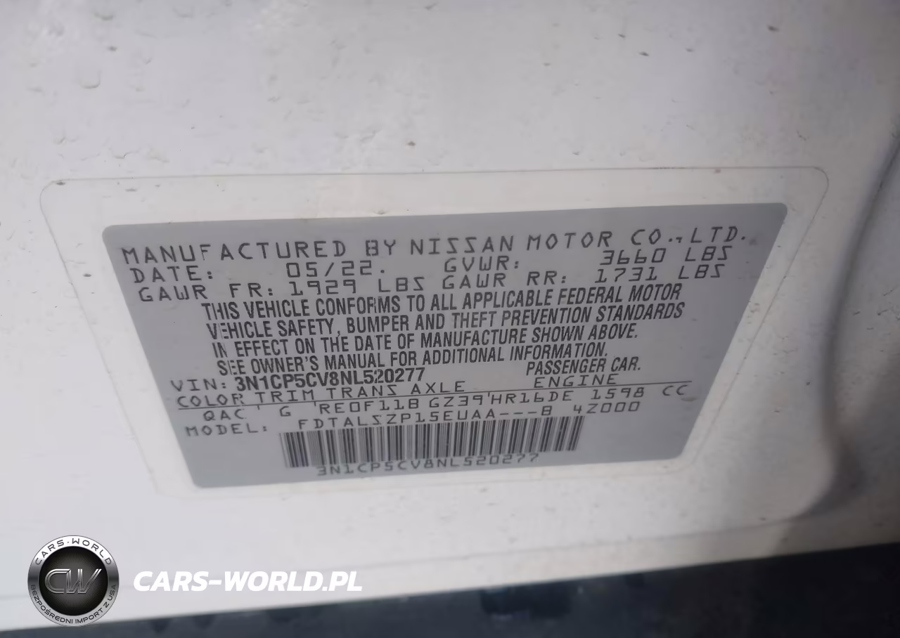 2022 Nissan Kicks Sv Xtronic Cvt VIN:3N1CP5CV8NL520277 - 9