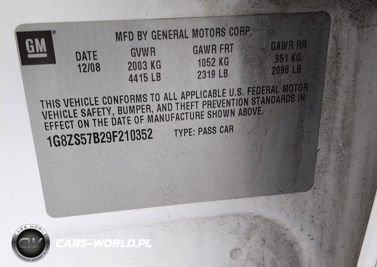 2009 Saturn Aura Xe VIN:1G8ZS57B29F210352 - 9