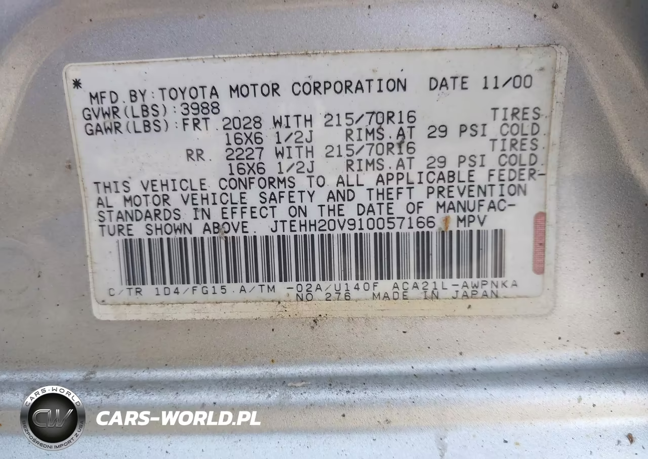 2001 Toyota Rav4 VIN:JTEHH20V910057166 - 9