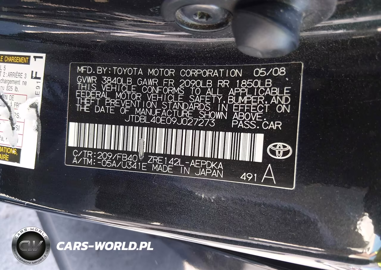 2009 Toyota Corolla Le VIN:JTDBL40E09J027273 - 9