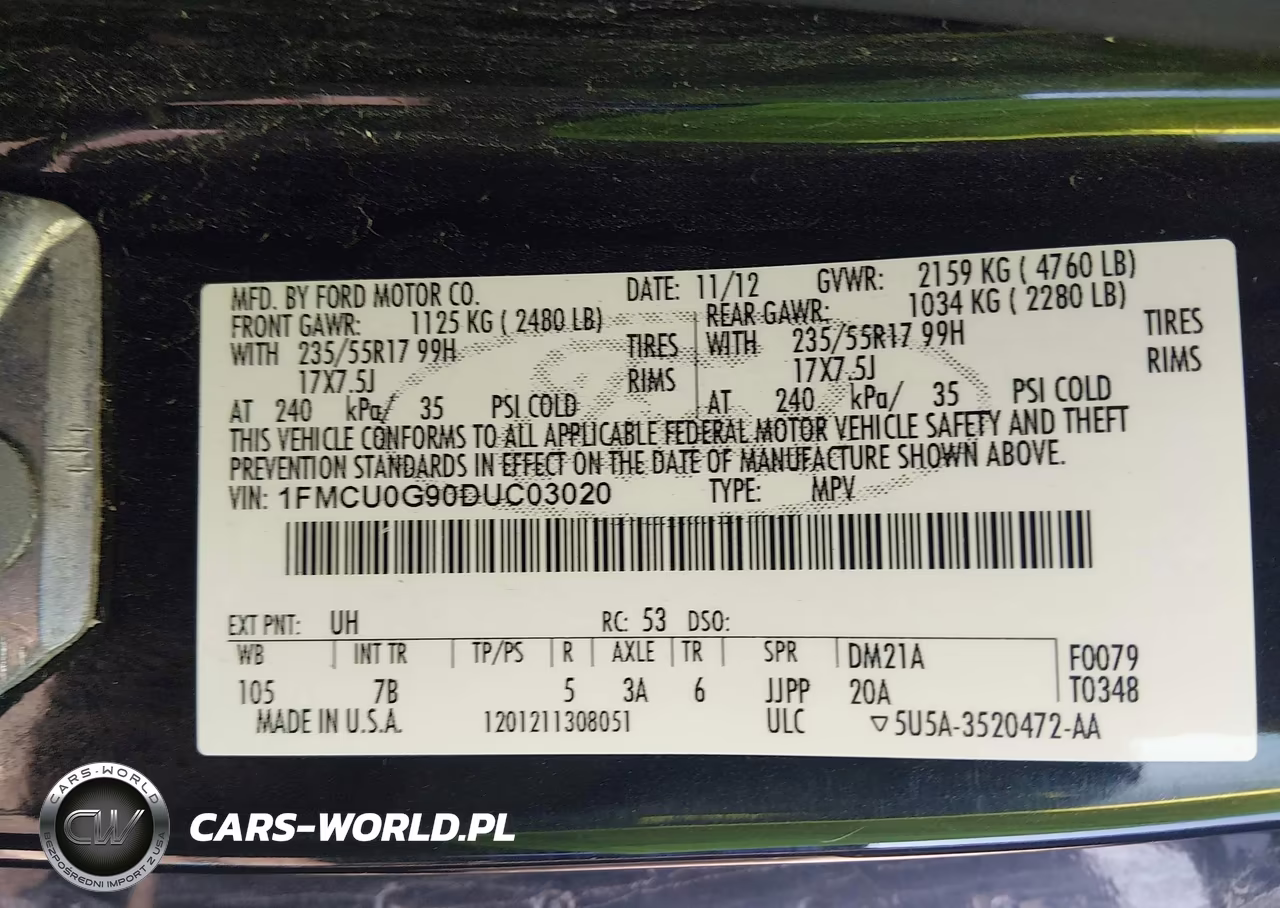 2013 Ford Escape Se VIN:1FMCU0G90DUC03020 - 9