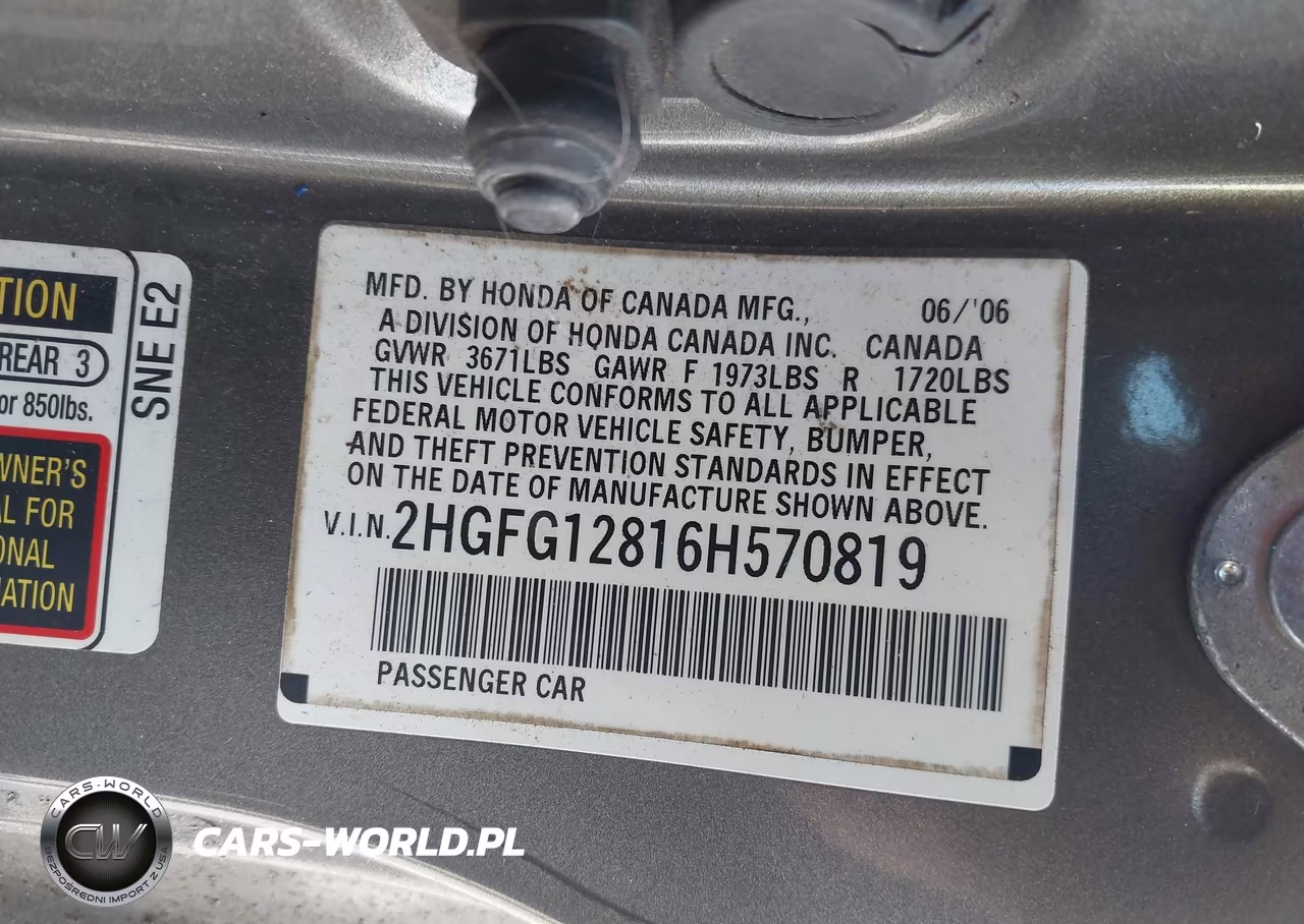 2006 Honda Civic Ex VIN:2HGFG12816H570819 - 9