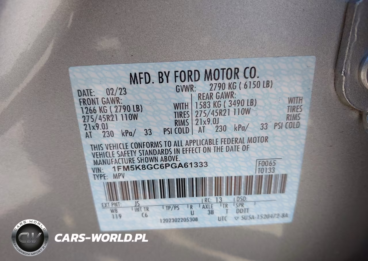 2023 Ford Explorer St VIN:1FM5K8GC6PGA61333 - 9
