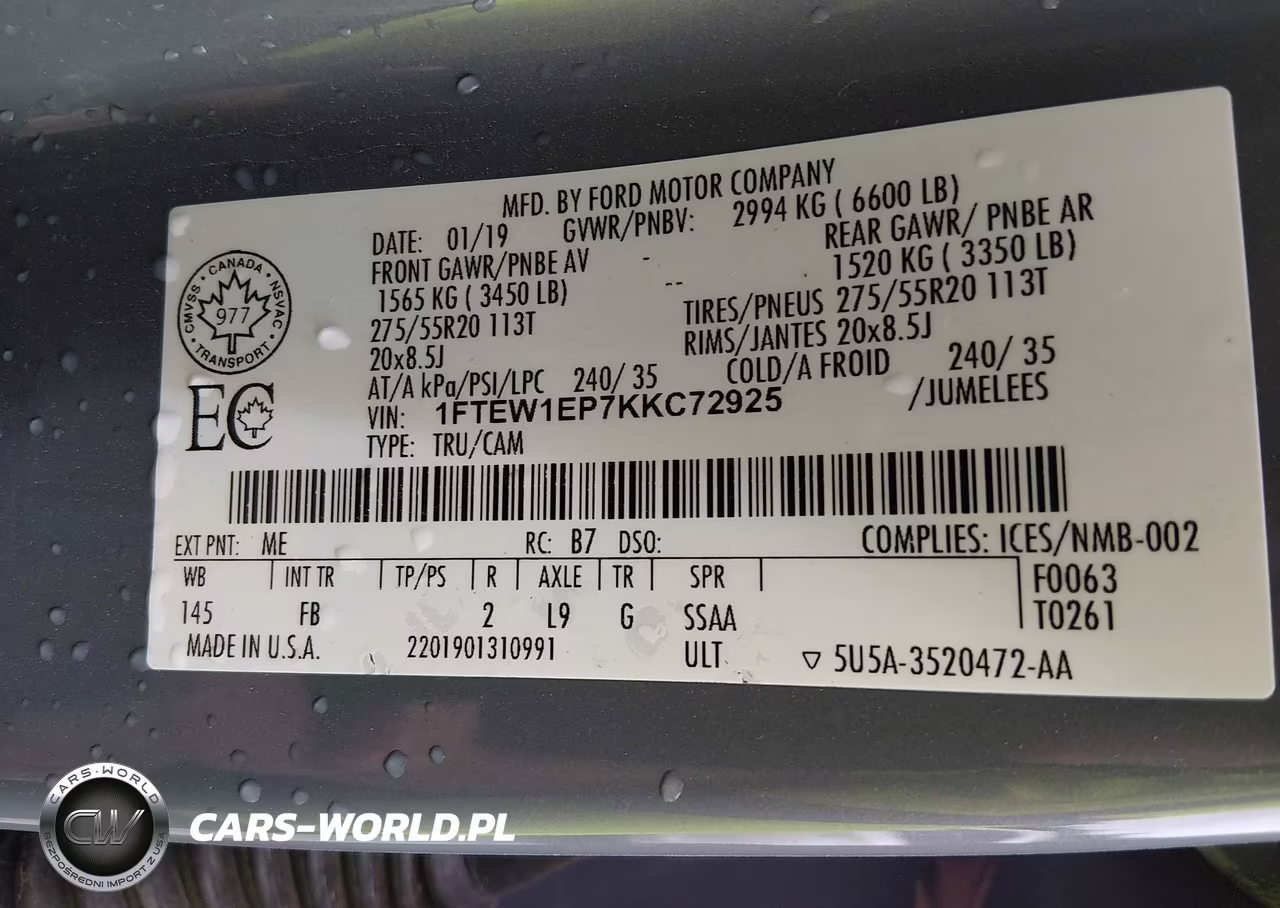 2019 Ford F-150 Xlt VIN:1FTEW1EP7KKC72925 - 9