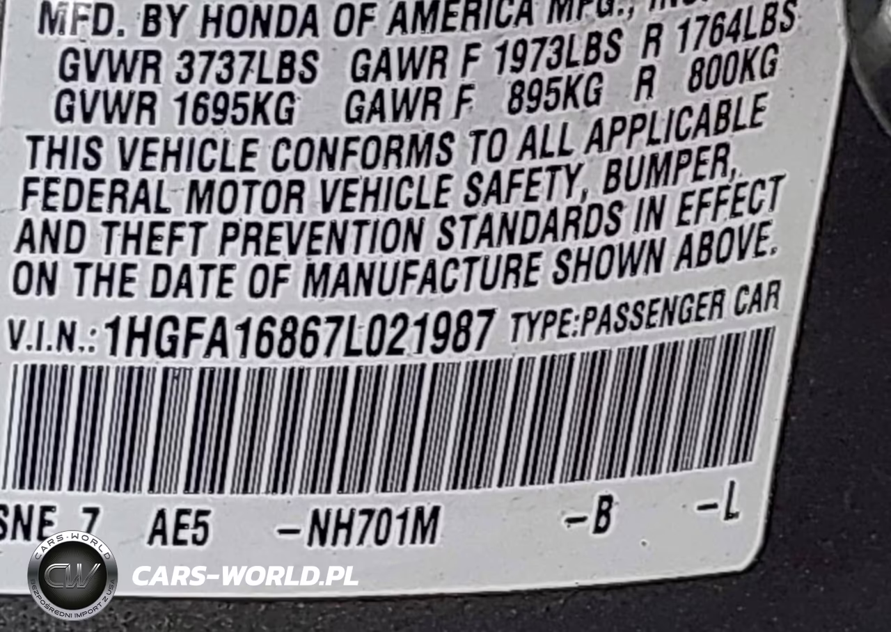 2007 Honda Civic Ex VIN:1HGFA16867L021987 - 9