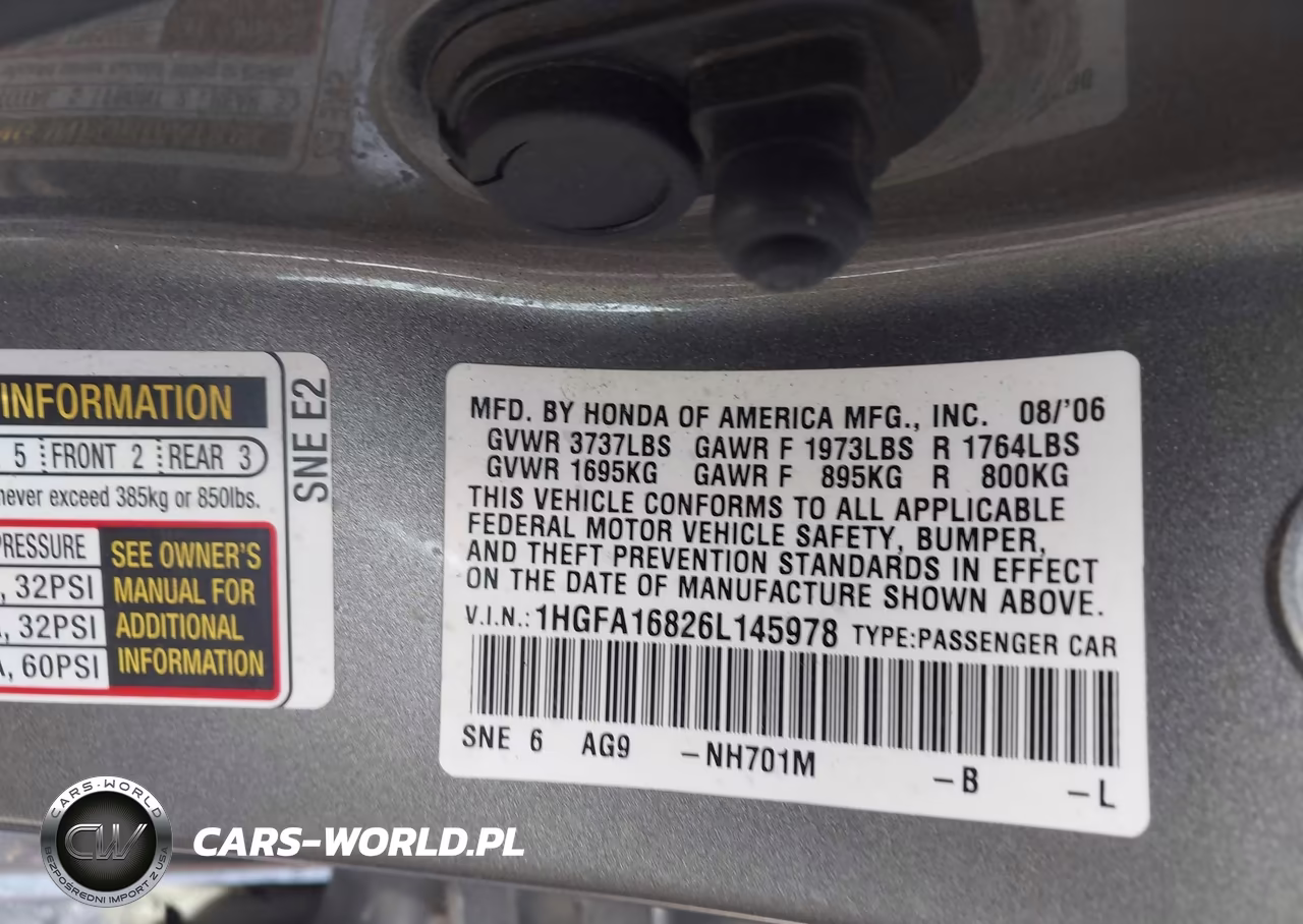 2006 Honda Civic Ex VIN:1HGFA16826L145978 - 9